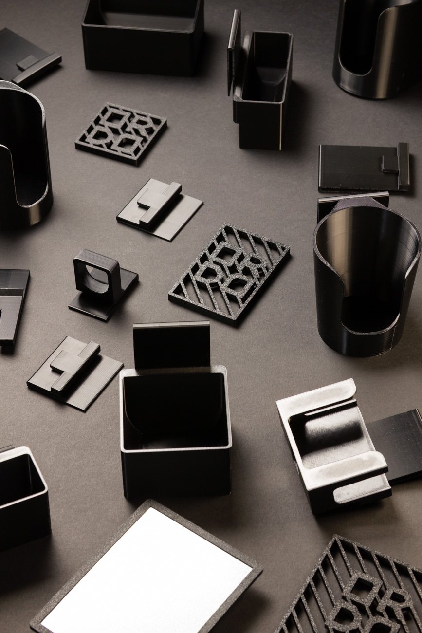 Ordo Box bases, modules and add-ons laid out on a dark surface